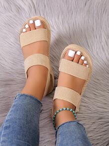 Women's High Heel Slippers, Fashionable Thick-Soled Wedge Heel Sandals For Outdoor Wear On Beach And By The Sea, Summer Style - Khaki - View 4