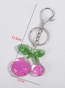 Rhinestone Decor Cherry Charm Keychain - Nhiều màu - Xem 2