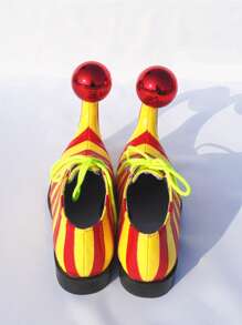 1pc Cartoon Fashion Cosplay Red And Yellow Striped Clown Shoes - Multicolor - View 2