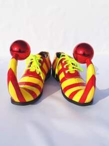 1pc Cartoon Fashion Cosplay Red And Yellow Striped Clown Shoes - Multicolor - View 5