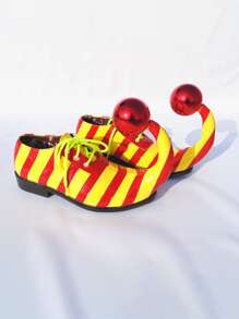 1pc Cartoon Fashion Cosplay Red And Yellow Striped Clown Shoes - Multicolor - View 4