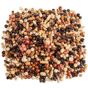 500 st Tryckta träpärlor Diverse afrikanska pärlor Lösa träpärlor Makrame Tillbehör Pärlor Naturlig träpärla för smycken Armband Halsband Örhängetillverkning DIY Craft Project