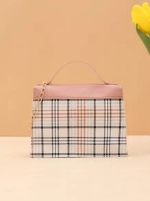 Chain Colorblock Lock Buckle Crossbody Handbag - Multicolor - View 4