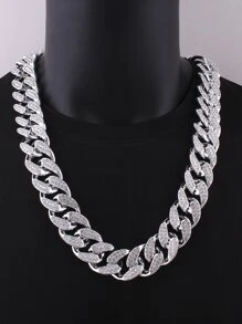 1入組嘻哈風格塑膠項鍊帶全水鑽裝飾用品,中性,適用於節日,生日,街派對,舞蹈派對