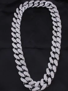 1入組嘻哈風格塑膠項鍊帶全水鑽裝飾用品,中性,適用於節日,生日,街派對,舞蹈派對