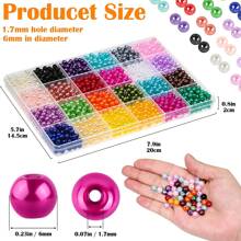 1200顆人造珍珠珠子,6mm Diy 手工圓形彩色鬆散間隔珠子,帶孔,適用於手鏈、項鍊、耳環製作和修補