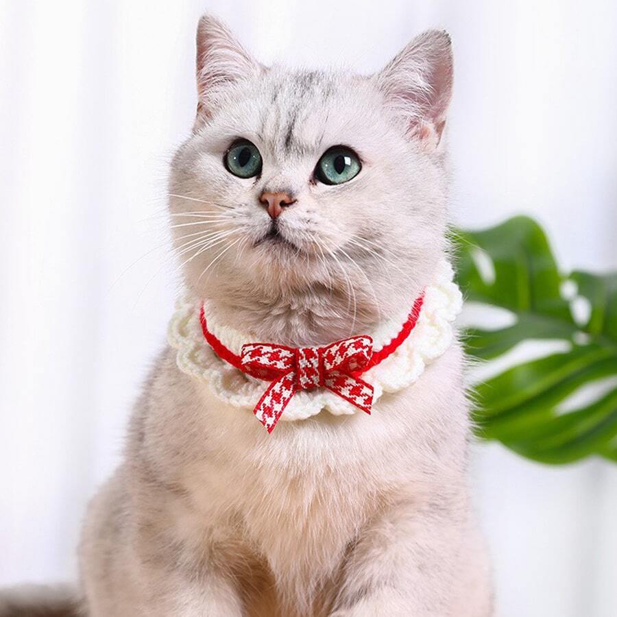 1入組可調節手工編織貓和狗狗項圈 - 紅色 - 查看 1