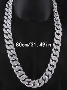 1入組嘻哈風格塑膠項鍊帶全水鑽裝飾用品,中性,適用於節日,生日,街派對,舞蹈派對