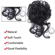 Ngắn Quăn Sợi tổng hợp Tóc búi - màu đen - Xem 2