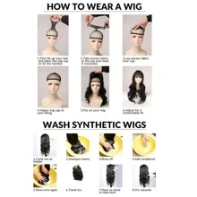 Ngắn Quăn Sợi tổng hợp Tóc búi - màu đen - Xem 6