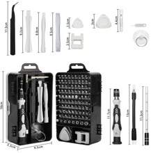 115 In 1 Multipurpose Screwdriver Set For Repairing Kit Screw Driver Professional Precision Screwdriver Set Multi-Function Magnetic Repair Computer Tool Kit For Mobiles And Laptop - Silver - View 1