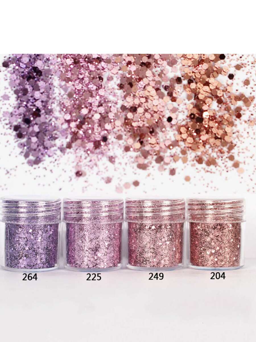 4瓶香槟色大亮片，大亮片，面部亮片，全息发饰树脂工艺亮片，化妆亮片，DIY美甲装饰，美甲宝石，美甲用品 - 藍色 - 查看 1
