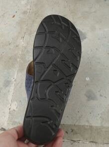 2023 New Fashionable Comfortable Blue Women's Vintage Flower Pattern Slip-on Sandals With Wedge Heel And Open Toe For Plus Size - Blue - View 6