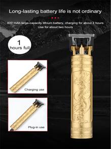 無繩復古電動理髮器適用於專業理髮師,男士修剪器,剃鬚刀適用於鬍鬚和鬍子 - 金色 - 查看 5