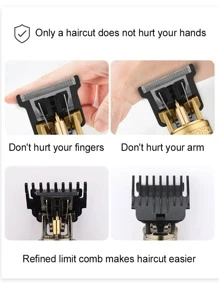 無繩復古電動理髮器適用於專業理髮師,男士修剪器,剃鬚刀適用於鬍鬚和鬍子 - 金色 - 查看 3