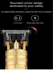 無繩復古電動理髮器適用於專業理髮師,男士修剪器,剃鬚刀適用於鬍鬚和鬍子 - 金色 - 查看 2