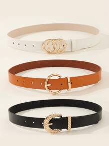 3入組圓扣皮帶 - 彩色 - 查看 3