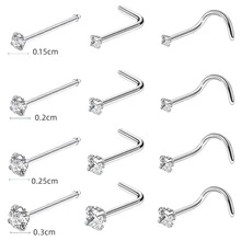 6 món trang sức xỏ mũi cho nữ - Khuyên mũi bằng thép không gỉ - Bạc - Xem 3