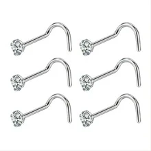 6 món trang sức xỏ mũi cho nữ - Khuyên mũi bằng thép không gỉ - Bạc - Xem 4
