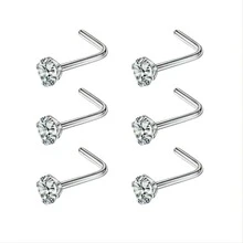 6 món trang sức xỏ mũi cho nữ - Khuyên mũi bằng thép không gỉ - Bạc - Xem 5