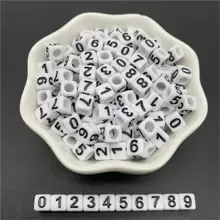 100入組6mm亞克力隔片珠子帶數字0-9適用於珠寶製作DIY吊墜手環項鍊配件 - 白色 - 查看 1