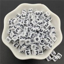 100入組6mm亞克力隔片珠子帶數字0-9適用於珠寶製作DIY吊墜手環項鍊配件 - 白色 - 查看 6