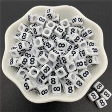 100入組6mm亞克力隔片珠子帶數字0-9適用於珠寶製作DIY吊墜手環項鍊配件 - 白色 - 查看 11