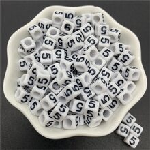 100入組6mm亞克力隔片珠子帶數字0-9適用於珠寶製作DIY吊墜手環項鍊配件 - 白色 - 查看 8