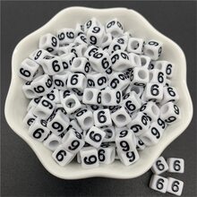 100入組6mm亞克力隔片珠子帶數字0-9適用於珠寶製作DIY吊墜手環項鍊配件 - 白色 - 查看 9