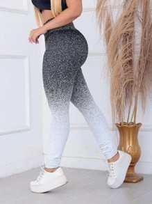 Women Sports Leggings - 黑與白 - 查看 2