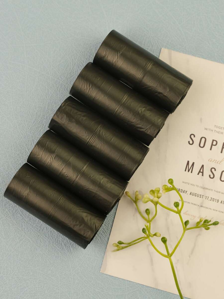 5入組黑色素色寵物浪費包適用於小狗和貓清潔和衛生使用 - 黑色 - 查看 1