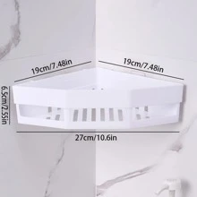 1 Miếng Máy khoan Kệ lưu trữ ở góc Đối với Phòng tắm , Tắm Caddy Với Keo dán Giá treo tường - trắng - Xem 5