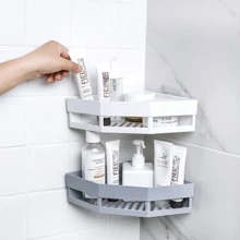 1 Miếng Máy khoan Kệ lưu trữ ở góc Đối với Phòng tắm , Tắm Caddy Với Keo dán Giá treo tường - trắng - Xem 2