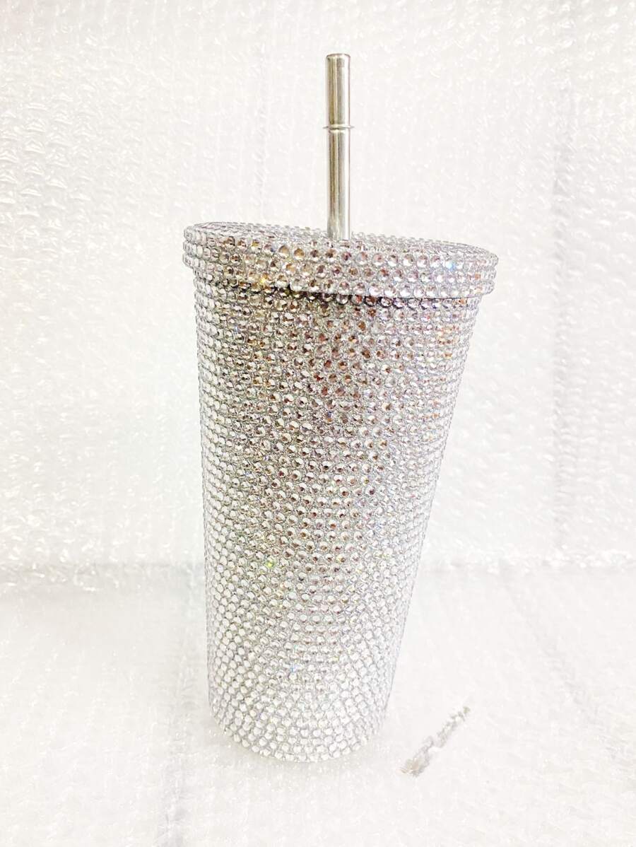 1入組雙層牆不銹鋼水杯帶水鑽裝飾用品 - 白色 - 查看 1