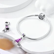 萬聖節原創設計女巫帽掃帚吊墜適合適用於手環項鍊DIY鍍銀珠寶製作禮品適合萬聖節 - 銀色 - 查看 2