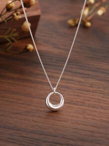 S925 Sterling Silver Fashionable Women's Unique Geometric Circle Pendant Necklace, Simple & High-end Design, Versatile Necklace, Perfect Gift For Girlfriend