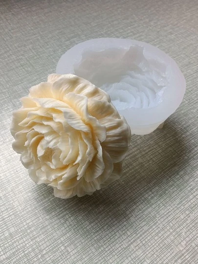 1件/2件/4件3D牡丹花蜡烛硅胶模具，手工皂，玫瑰蛋糕装饰烘焙工具