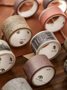 Bộ Vintage Lần Theo Chủ Đề Băng Washi Bộ, Tối Giản & Cá Tính Phong Cách Phương Tây Chất Liệu Cho Sổ Lưu Niệm Và Tạp Chí Trang Trí - màu đen - Xem 4