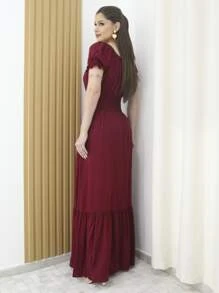 Women Dresses - 酒紅色 - 查看 2