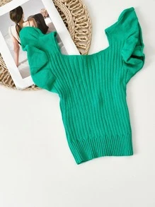 Women Knit Tops - Màu xanh Ô liu - Xem 2