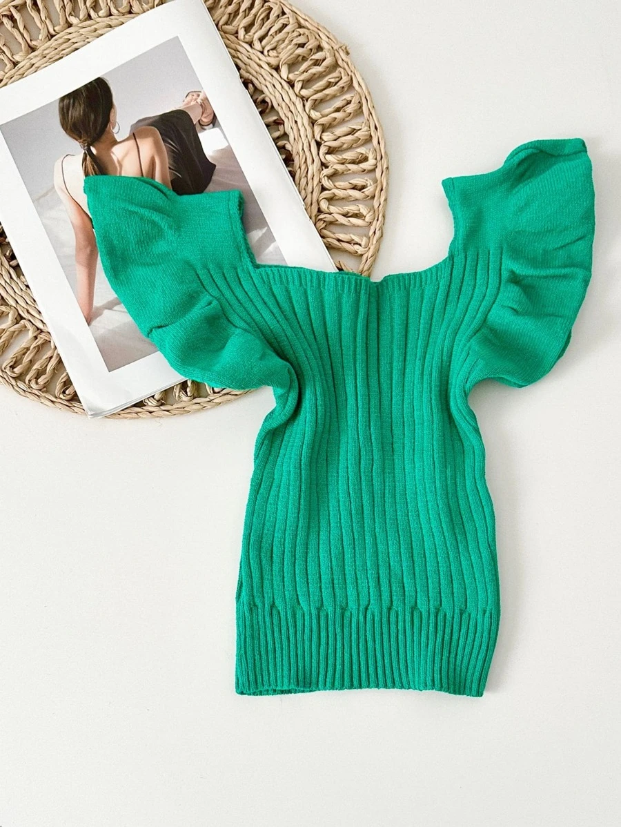 Women Knit Tops - Màu xanh Ô liu - Xem 1