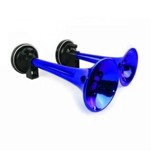 Double Air Horn Bugle With Compressor 1 Tone Chrome - Blue - View 3