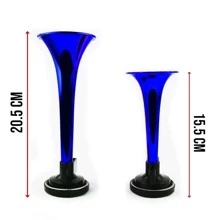 Double Air Horn Bugle With Compressor 1 Tone Chrome - Blue - View 4