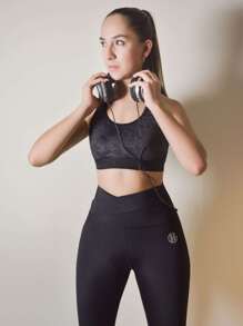 Legging con Diseño Tipo Faja - Negro - Ver 1