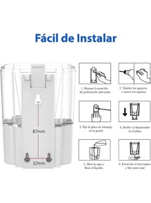 Dispensador de Jabón Automático de 700ml sin Contacto eléctrico Dispensador de gel antibacterial y Despachador de Jabón con Sensor de Movimiento Infrarrojo,Montaje para pared en el Hogar, Cocina y Escuela, IP44 Impermeable - Blanco - Ver 7