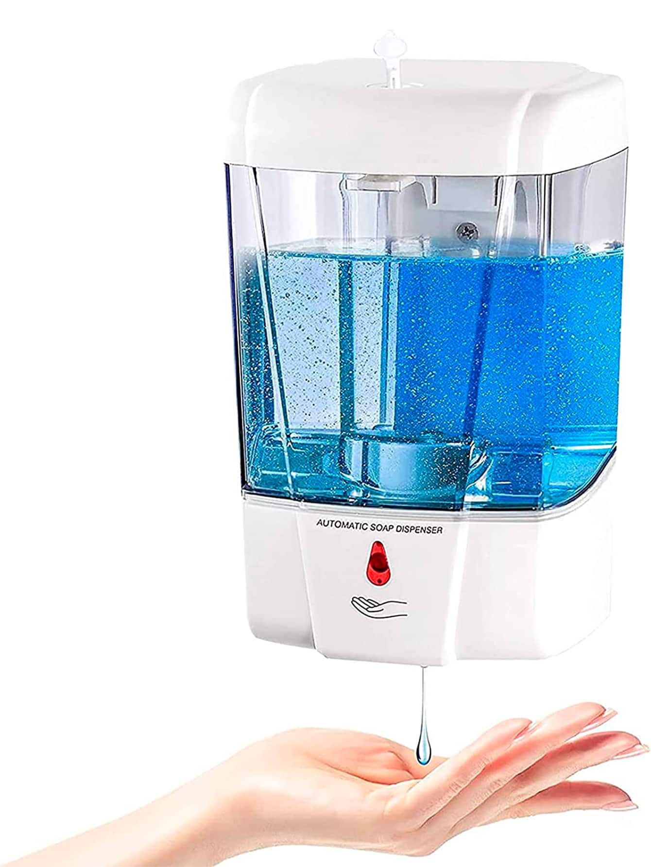 Dispensador de Jabón Automático de 700ml sin Contacto eléctrico Dispensador de gel antibacterial y Despachador de Jabón con Sensor de Movimiento Infrarrojo,Montaje para pared en el Hogar, Cocina y Escuela, IP44 Impermeable - Blanco - Ver 1