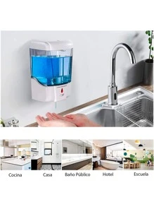 Dispensador de Jabón Automático de 700ml sin Contacto eléctrico Dispensador de gel antibacterial y Despachador de Jabón con Sensor de Movimiento Infrarrojo,Montaje para pared en el Hogar, Cocina y Escuela, IP44 Impermeable - Blanco - Ver 4
