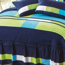 Colcha con Olan Tradicional con Fundas Decorativas - Azul Marino - Ver 3