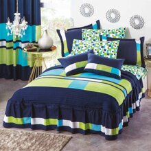 Colcha con Olan Tradicional con Fundas Decorativas - Azul Marino - Ver 1