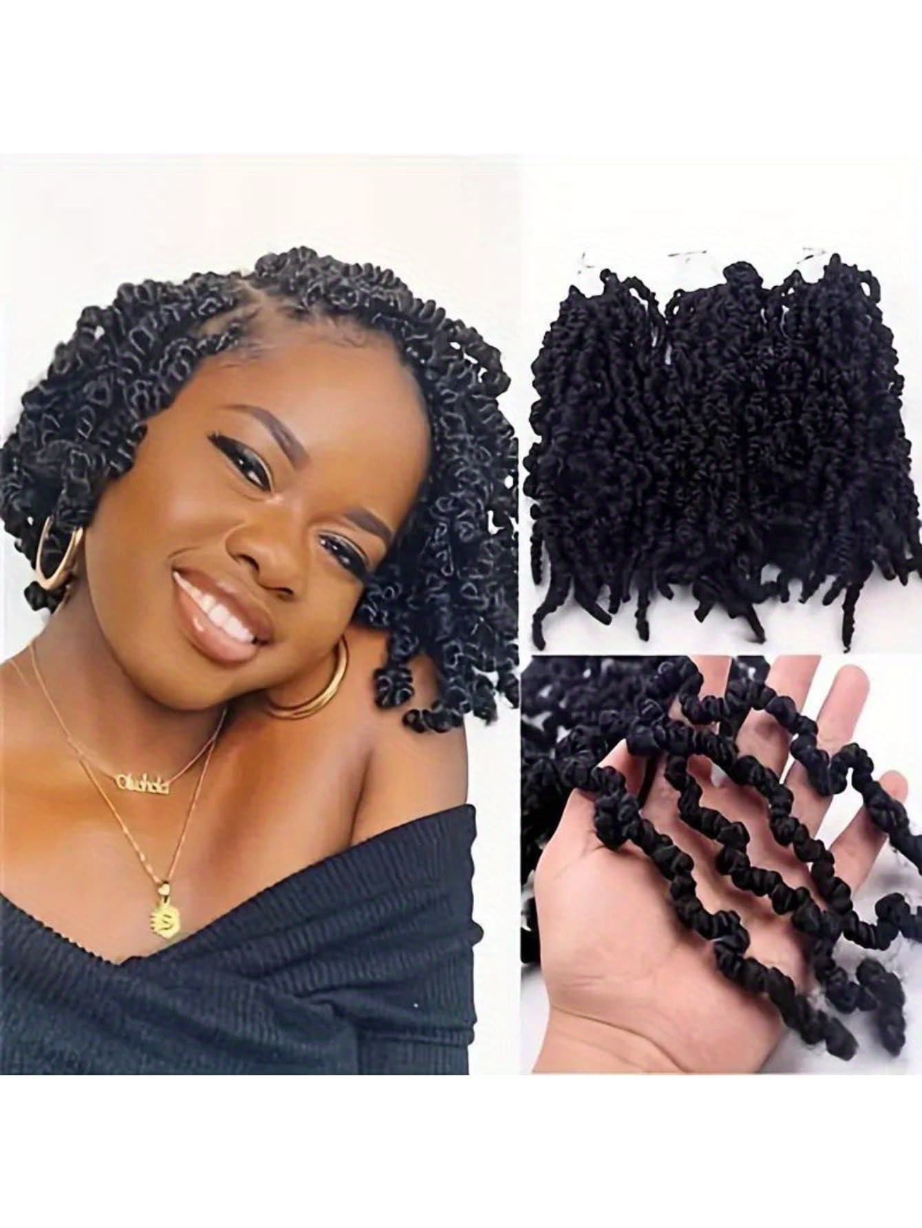Gói/10 Inch Xoắn Lò Xo Xoắn Móc Tóc Xoăn Ngắn Bím Tóc Xoắn Sẵn Niềm Đam Mê Xoắn Quả Bom Xoắn Bob Vòng Trước Tổng Hợp Phần Mở Rộng Tóc 1 Gói/25.4Cm - Đen và trắng - Xem 1